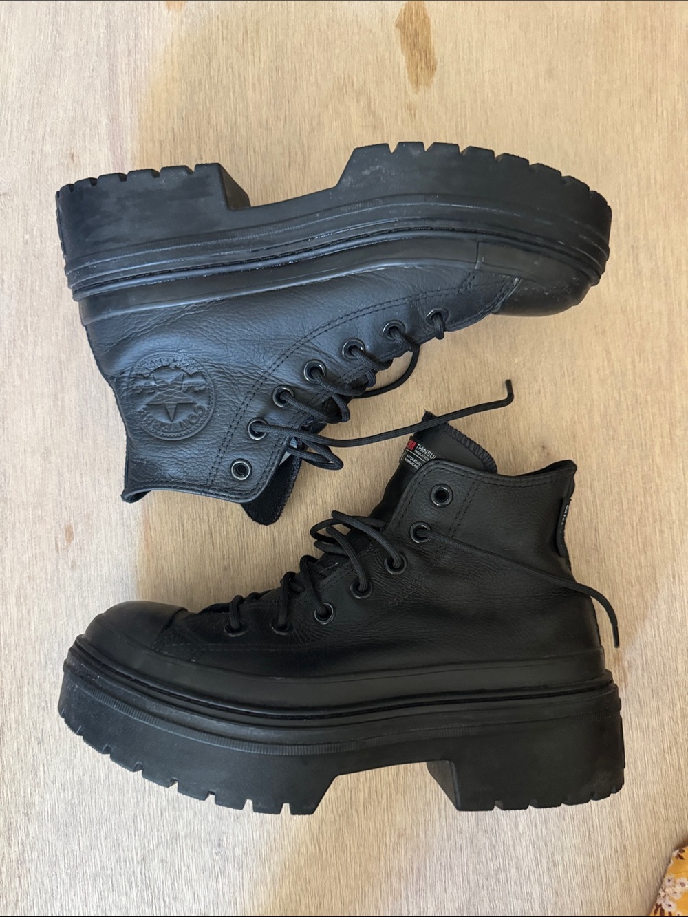 Converse Women’s Black Platform Lug-Sole Leather Boots